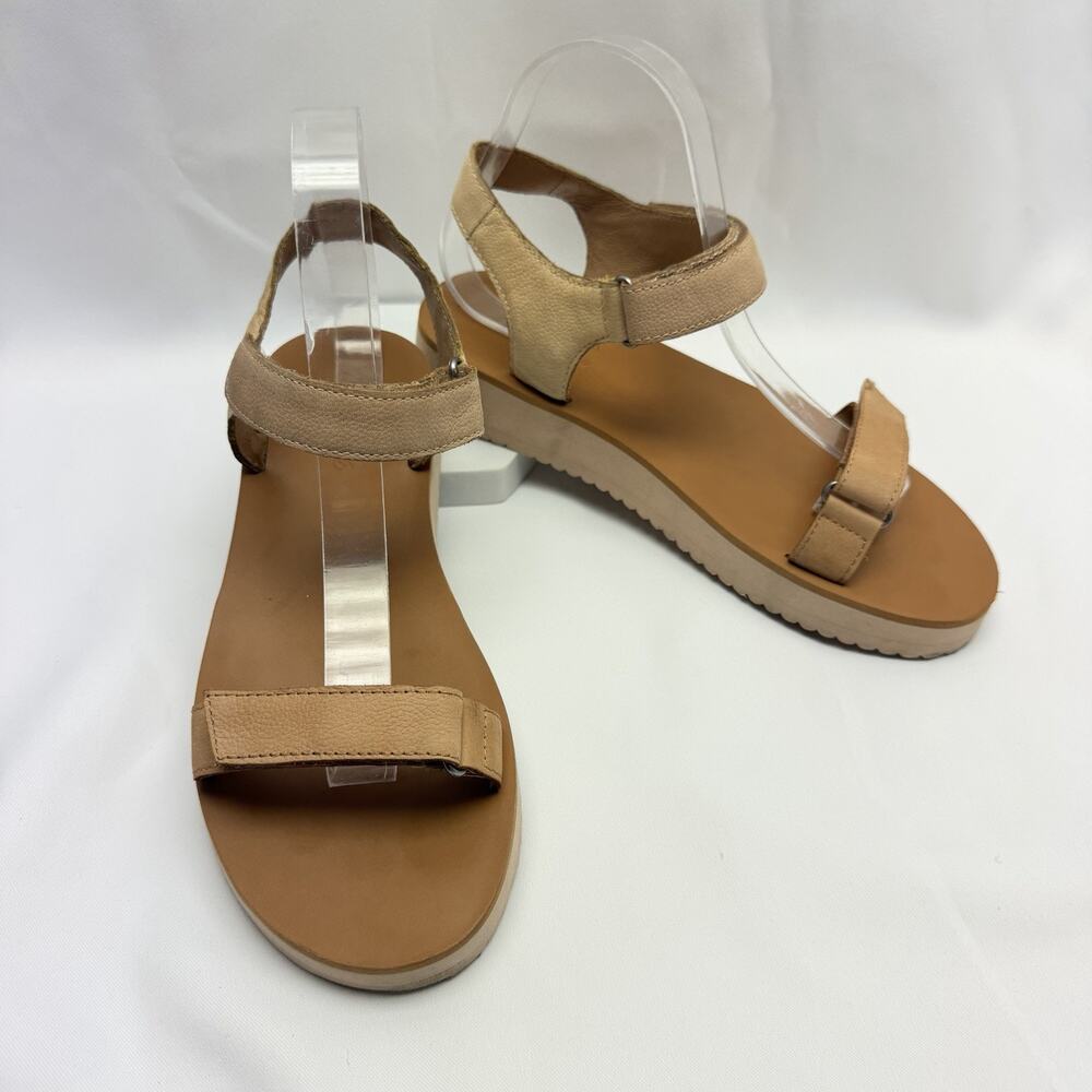 Madewell Boardwalk Sandals Size 9 Nude Leather Ankle Strap Flat Minimalist